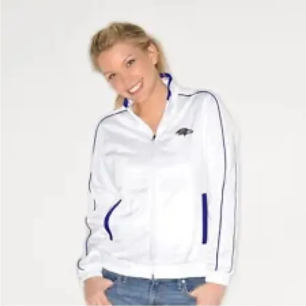 NFL BALTIMORE RAVENS White Light Weight Track Jacket Coat Bling Womens Medium - Image 10
