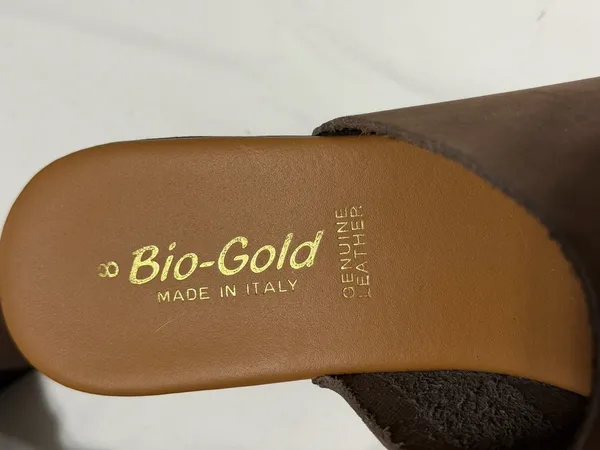 Bio-Gold Made in Italy Brown Leather Studded Platform Clogs - Image 8
