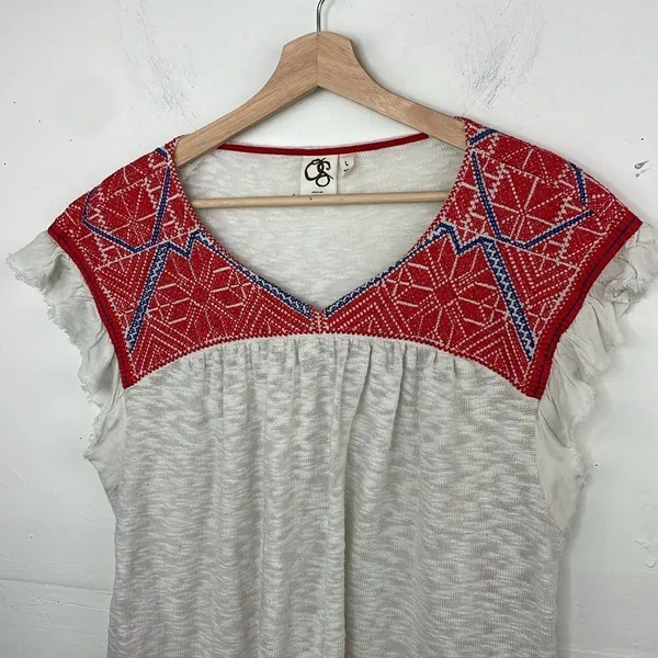 Anthropologie One September Evin Embroidered Knit Top size Large - Image 4