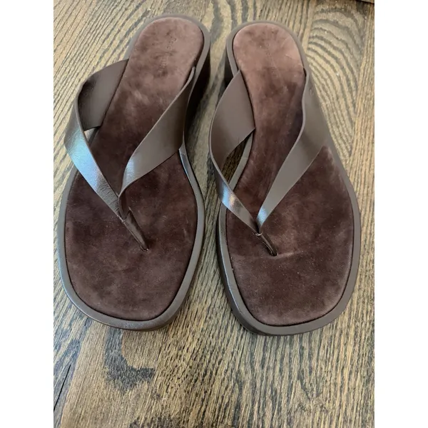 Reformation Eden Platform Flip Flop Espresso Brown Leather Suede Sz 9 NEW $228 - Image 4