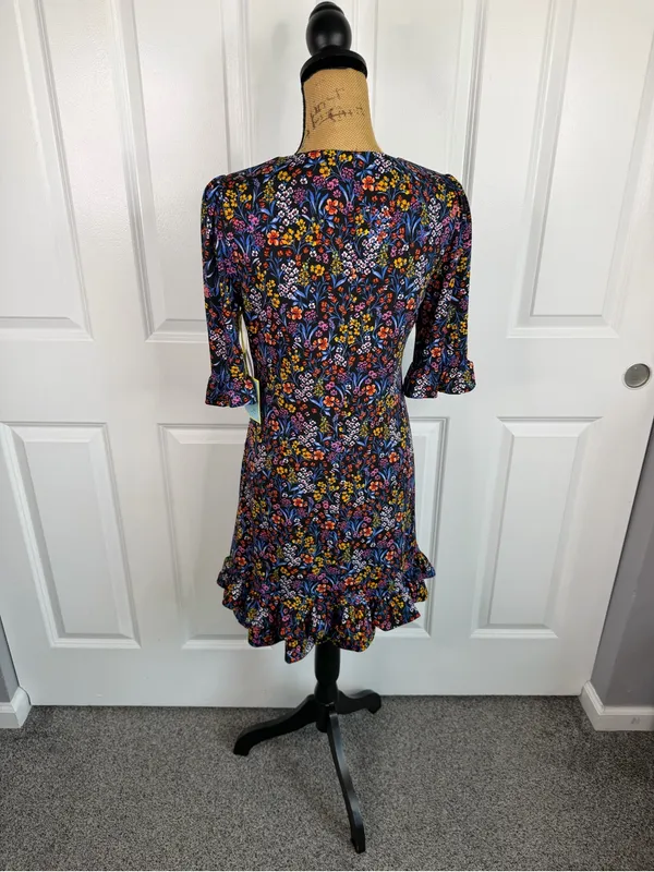 CeCe Floral V-Neck Ruffle Hem Mini Dress Size S NWT $89 - Image 8
