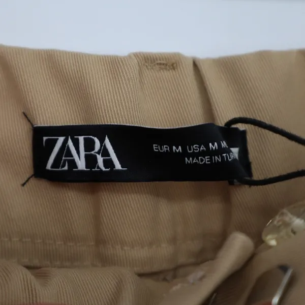 Zara Trouser Pants Womens Medium Brown Viscose Stretch Pleated Business Career - Image 4