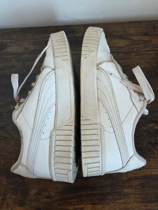 Puma Carina 2.0 White Sneaker Platform Tennis Prep Leather Sporty Athletic 7.5 - Image 5