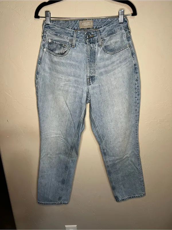 Everlane The Curvy 90’s Cheeky Straight‎ Ankle High Rise Button Fly Denim Jeans - Image 2