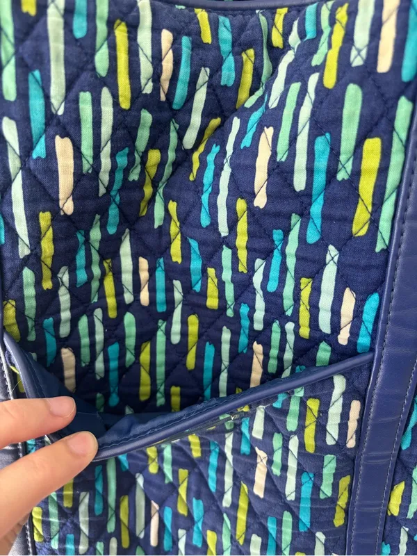 Vera Bradley Trimmed Laptop Tote Katalina Showers Blue Green Shoulder Bag Travel - Image 3