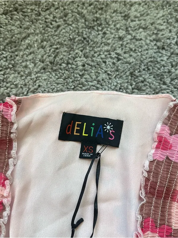 dELiA*s Pink Plaid Floral Mini Dress - Image 2