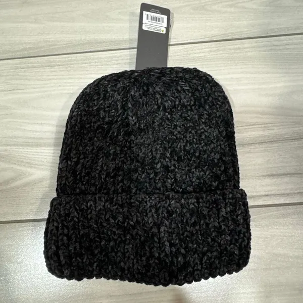 NWT Ed Hardy black knit beanie hat featuring a floral tattoo graphic and the "Ed - Image 4