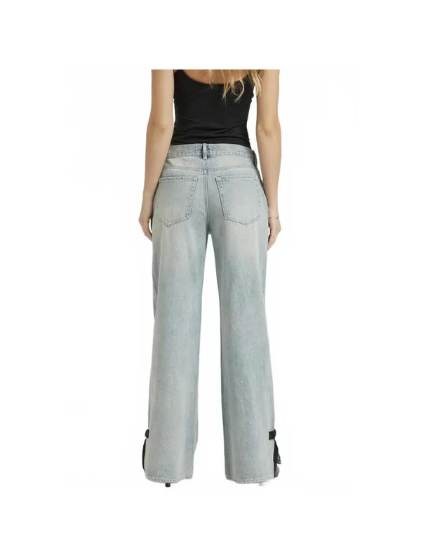 Pacsun Lena Low Rise Super Baggy Jeans Bow Light Indigo NWT Marita Size 26 - Image 4