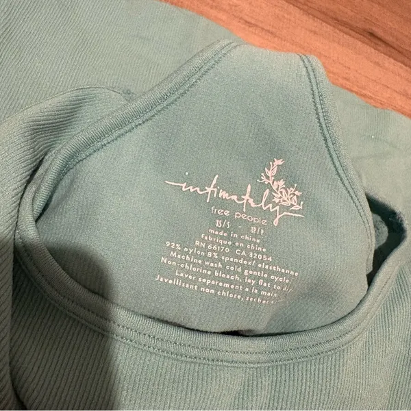 Free People Intimately Racerback Crop‎ Top Ribbed teal turquoise XS/Small - Image 3