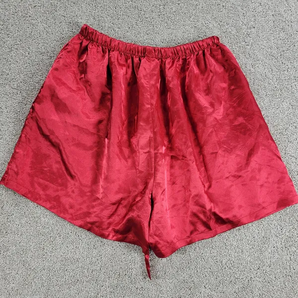 Ohio State Pajama Shorts Set Womens L Red Satin Embroidered Buckeyes Logo Pocket - Image 6