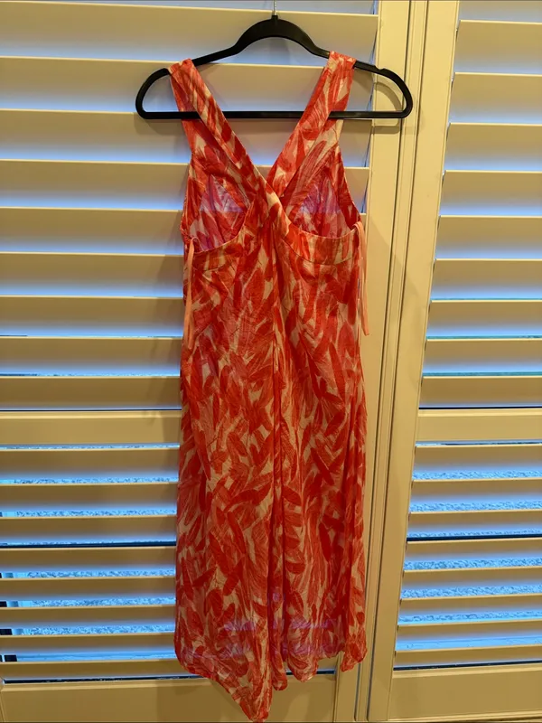 Anthropologie Sleeveless Coral & White Patterned Sundress size 10 - Image 3