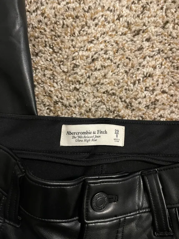Abercrombie Leather Relaxed 90s Ultra High-Rise Pants - Image 2