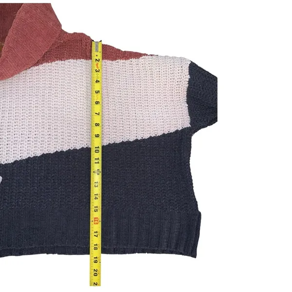 POL Color Block Turtleneck Sweater‎ Women's Small Pink Burgundy Navy Chunky Knit - Image 4