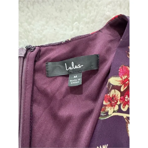 Lulu's Plum Floral V‑Neck Mini Dress - Image 4