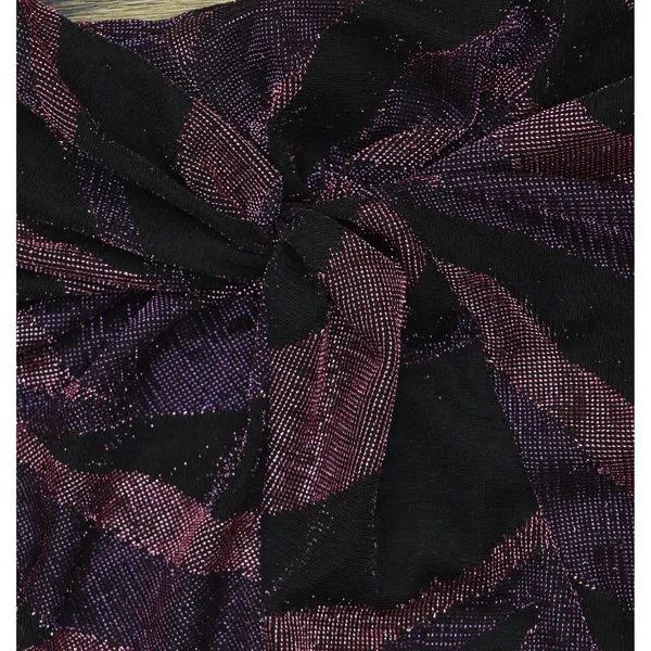 NWT Siena Womens V Neck Metallic Side-Twist Long-Sleeve Dress Purple Multi 0 - Image 11