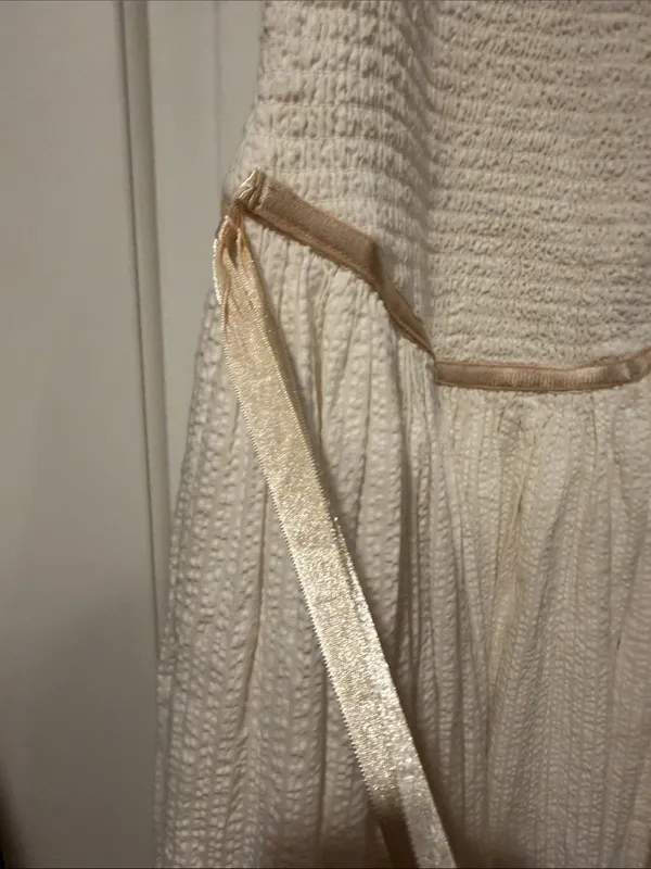 Free‎ People nightingale Cream dress smock back seersucker skirt small - Image 5