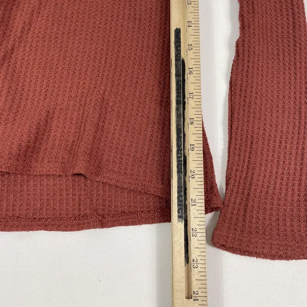 The Group Babaton‎ Shirt Womens XS Red Henley Long Sleeve Waffle Knit Top - Image 4