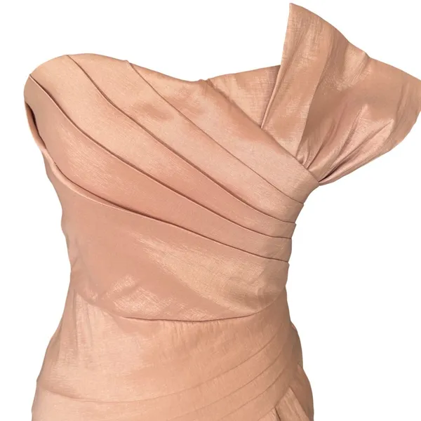 Strapless Pleated‎ Cocktail Dress Pink/Peach Rose Gold Mini - Image 6