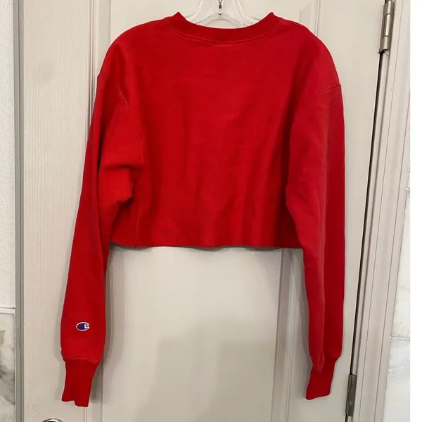 Champion Reverse Weave Red Cropped Sweatshirt‎ WL827 Small - Image 4