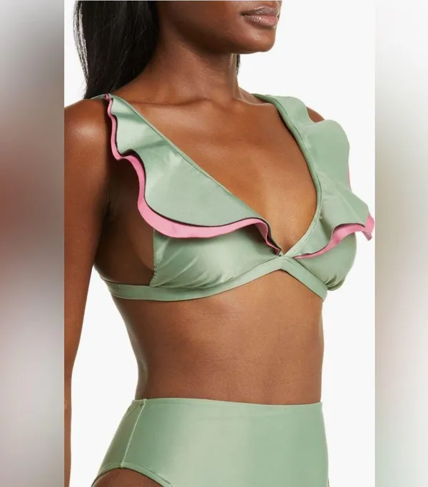 Farm Rio Ruffle Bikini Top, Size Medium , $$115 - Image 5