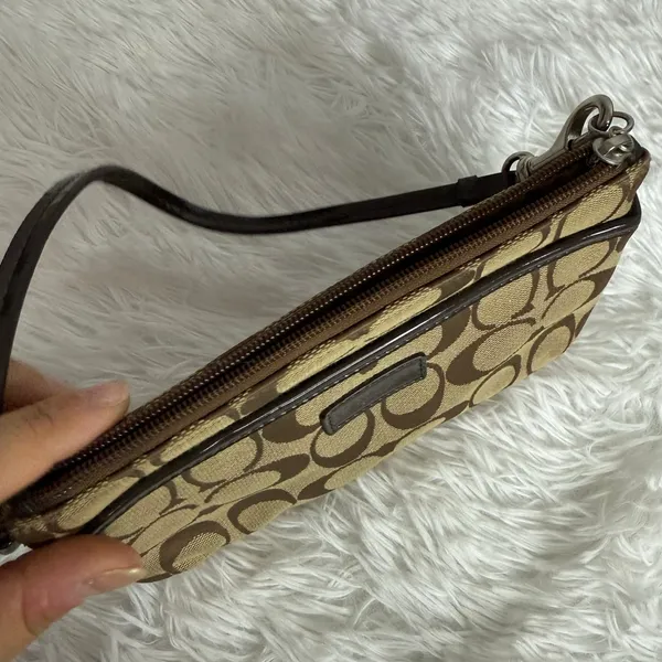 COACH Brown Signature Canvas Wristlet - Image 4