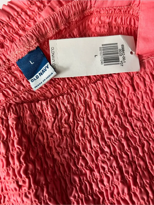 Old Navy Women’s Coral Smocked Tube Top with Ruffle Hem LG NWT - Image 7