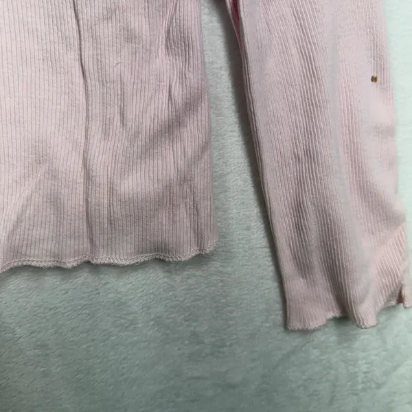 Y2K Vintage Old Navy Size M Long Sleeve Pink Frosty Ribbed Graphic Top 427411 - Image 9