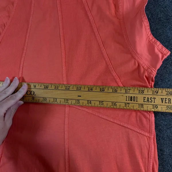 Daily‎ Practice Anthropologie Sleeveless Polo Tunic Ruffle Hem Coral Orange XS - Image 6
