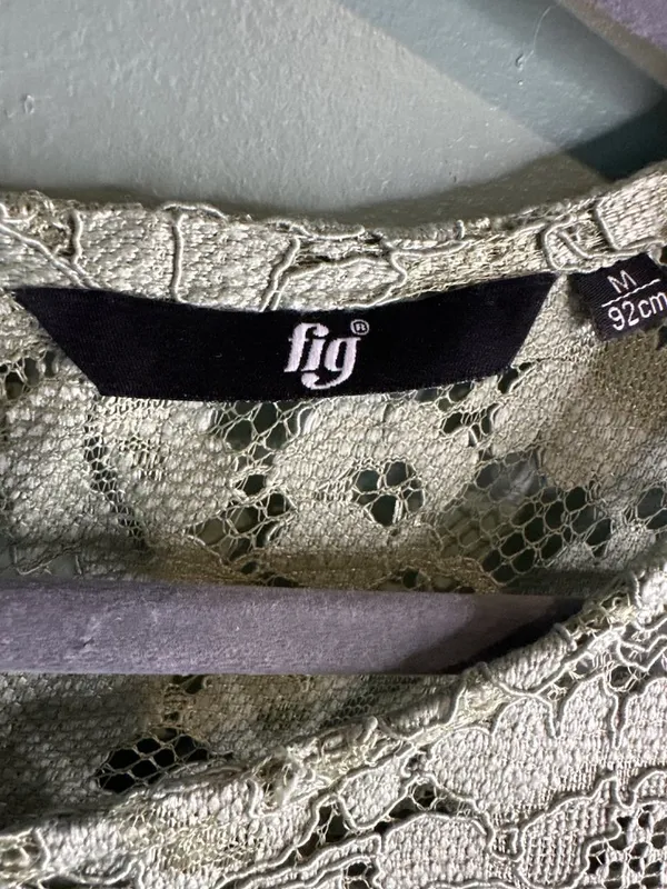 FIGS Sage Green Lace Bell Sleeve Blouse Cottagecore Boho Romantic Sheer Size M - Image 3