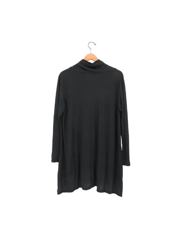 Comfy USA Black Crinkle Cowl Neck Lightweight Long Sleeve Hi/Low Tunic Top L - Image 4