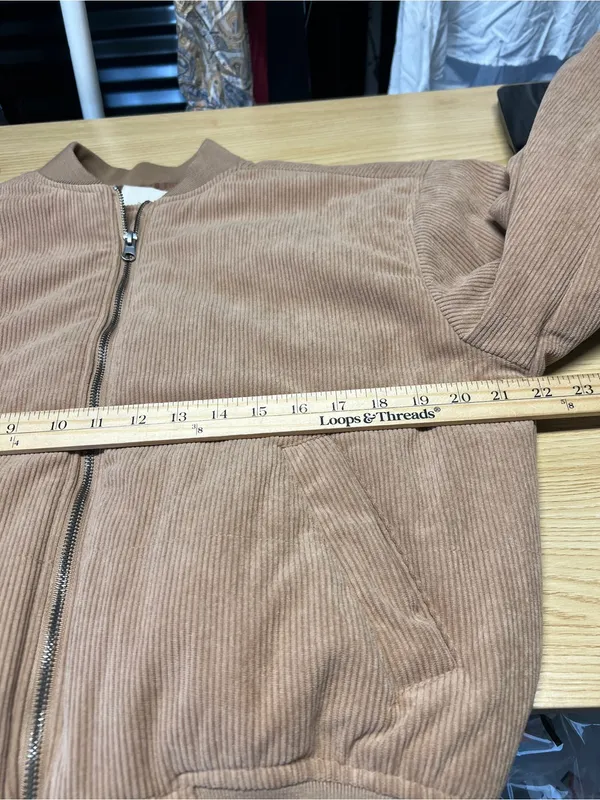 Thread & Supply Camel Corduroy‎ Bomber Jacket Size XS Tan - Image 12