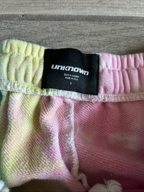 Tie-Dye Jogger Sweatpants in Pastel Pink, Blue & Yellow - Image 2