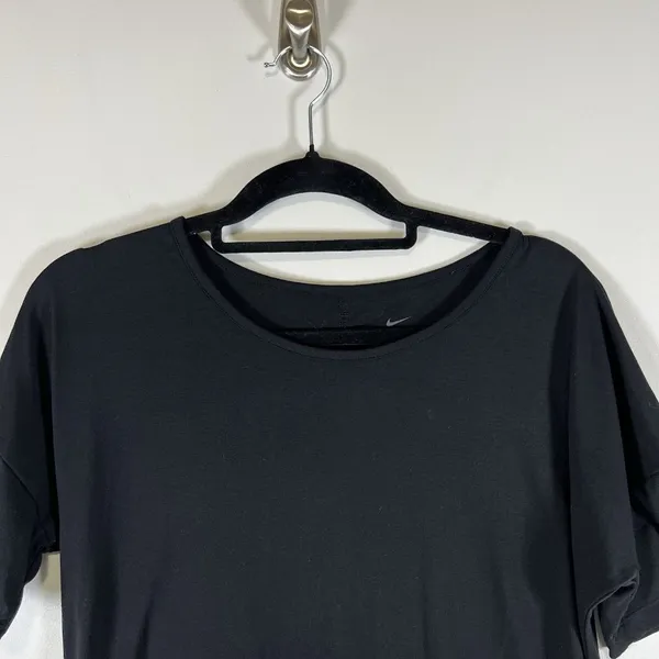 Nike Shirt Women's Small Black‎ Sheer Logo Round Neck Short Sleeve Dri Fit - Image 2
