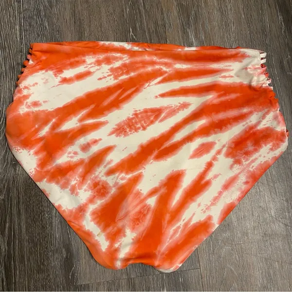 Lucky Brand Orange White 'Fireworks' Tie Dye High Waist Bikini Size L - Image 5