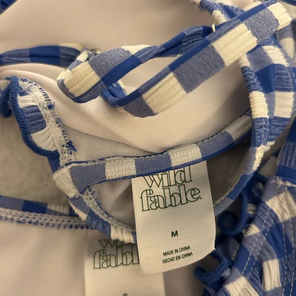 Wild Fable Blue and White Checkered Bikini - Image 2
