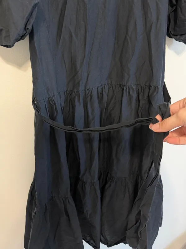 Roller Rabbit Tiered Cotton Silk Blend Dress Size Small Black Long Sleeve - Image 6