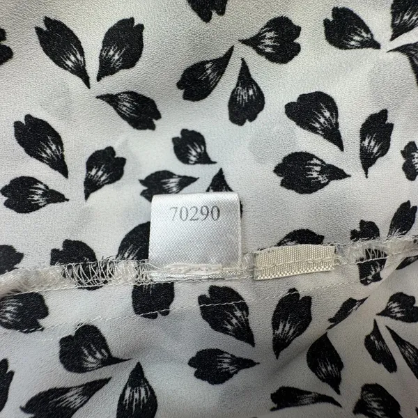 Ann Taylor Top Sz S White Black Print Split Neck Pleated Sleeveless Lightweight - Image 8