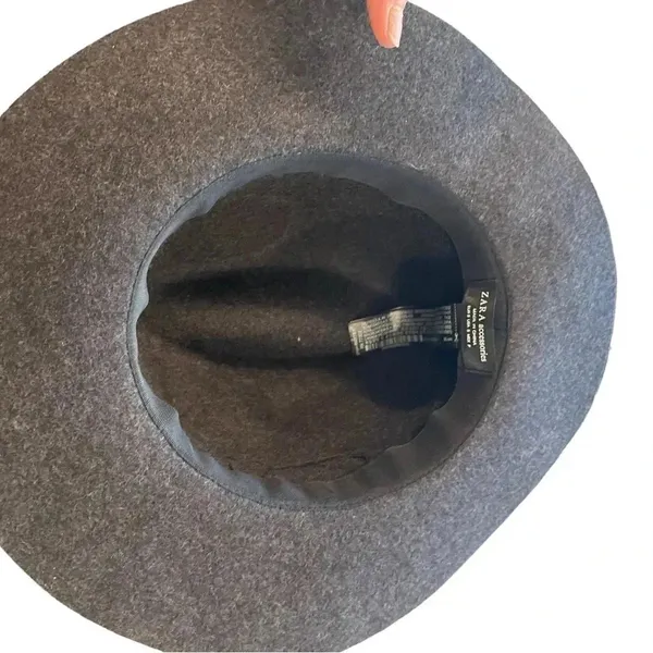 Zara Gray Wool Felt Floppy Fedora Hat Fall Winter classic boho Glam Minimalist - Image 9