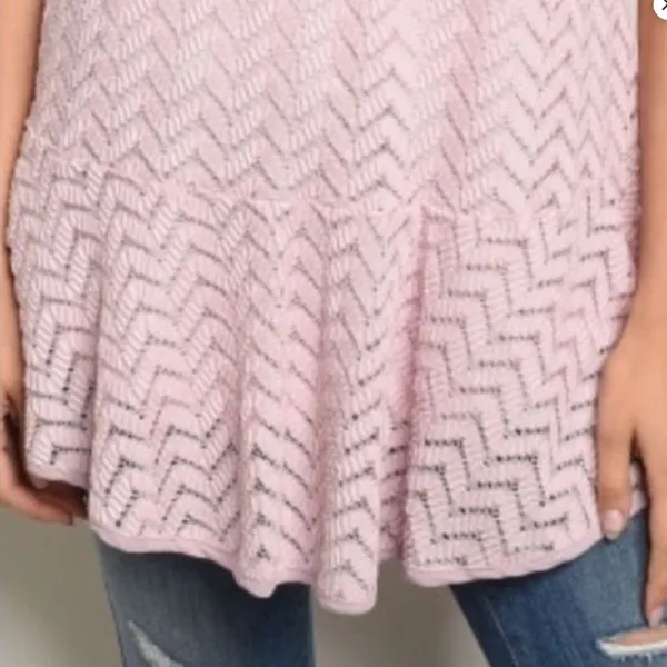 Women’s entro Crochet Short Sleeve Hi Lo Top in Tea Rose sz small - Image 6