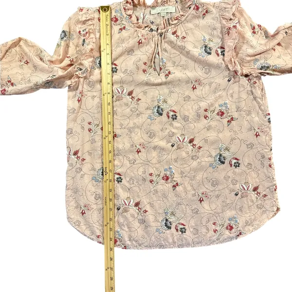 LOFT‎ Pink Floral Long Sleeve Blouse - Image 4