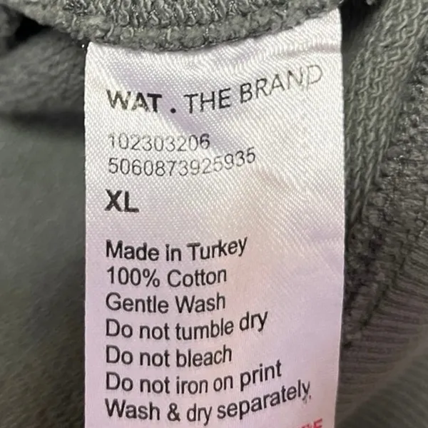 Wat The Brand Gray Cotton Long Sleeve Hooded Hoodie Sweatshirt Sweater Top Sz XL - Image 4