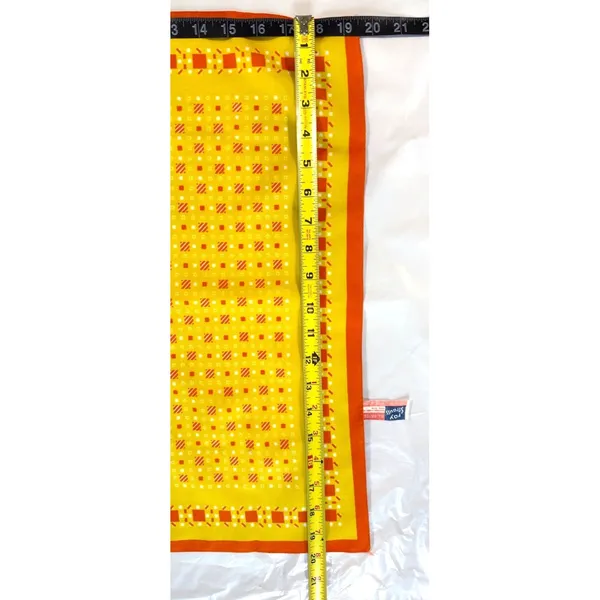 Vintage Ray Strauss Scarf 18” Yellow Orange Geometric Mod Bandana Italy Square - Image 6