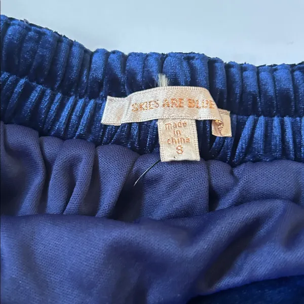 Skies Are Blue New Navy Sequin Holiday Velvet Skirt preppy old money small - Image 4