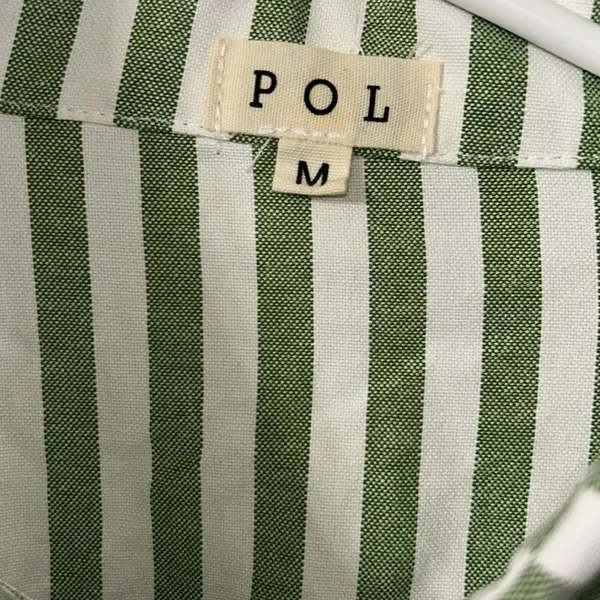 POL Stripe Color block Button Up Distressed Cut Out Shoulder Shirt(Size Medium) - Image 3