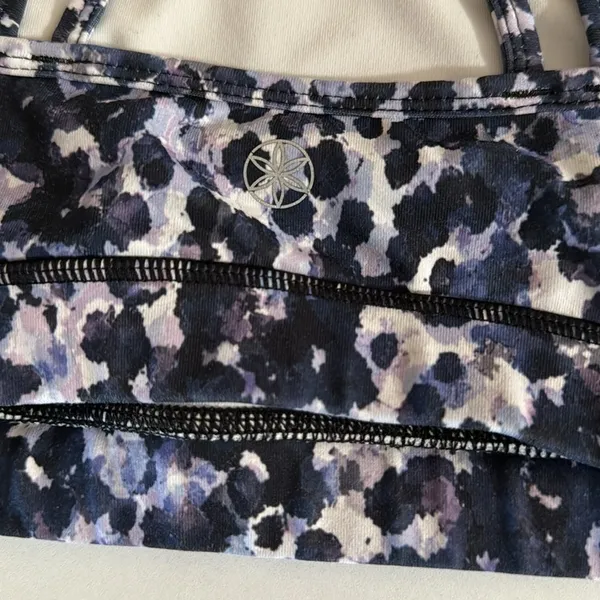 GAIAM SPORTS BRA Black Blue Purple Cheetah Print - Image 4