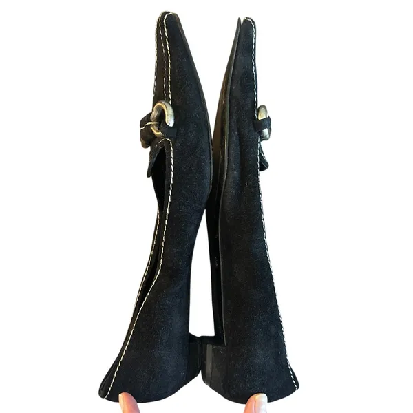 Prada Vintage Black Suede Horsebit Pointed Toe Loafers Black IT 38 US 8 Archive - Image 5