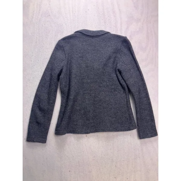 Jones New York‎ Blazer Women Medium Gray 100% Wool Knit Button Front Jacket - Image 9