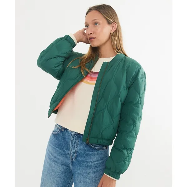 Marine Layer Avalon Lightweight Quilted Bomber Jacket Rainforest Green M NWT - Image 4