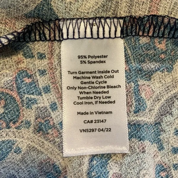TALBOTS Teal‎ Paisley Stretch Shirred Blouson Midi Dress Size L Large Classic - Image 10