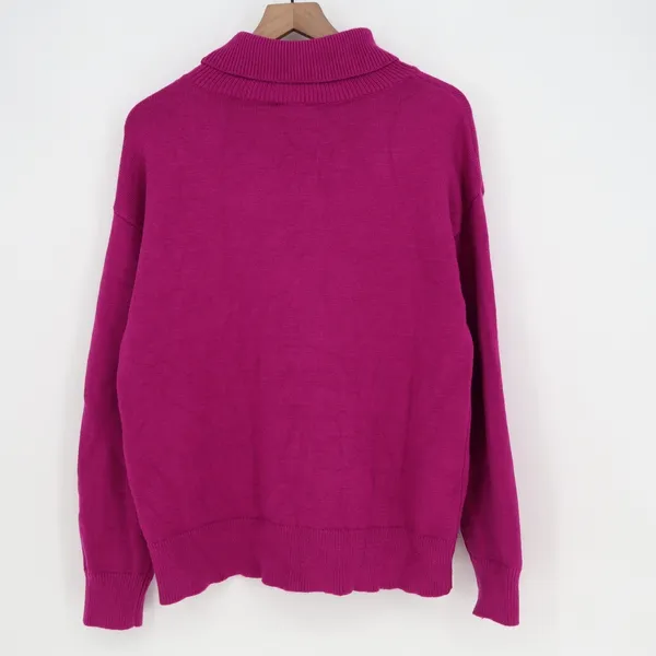 VICI Magenta Mock Neck Relaxed Knit Sweater L - Image 5